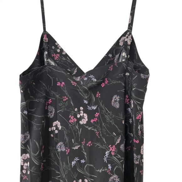 AMOUR VERT NWT Briana Washable Silk Bias Cut Slip Dress Black Floral Size Med - Picture 11 of 16